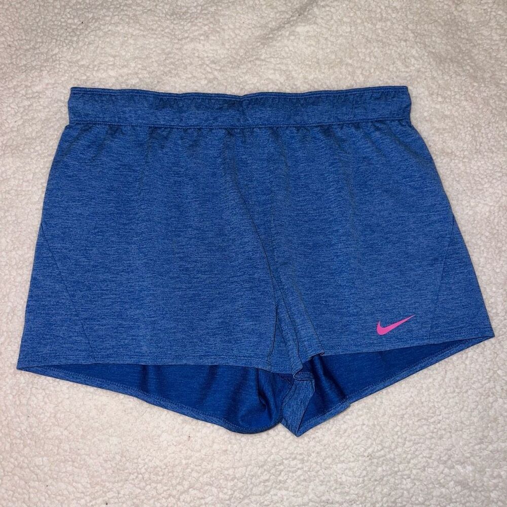 Nike Womens Royal Blue Pink Elastic Waist Athletic Shorts Size XL EUC